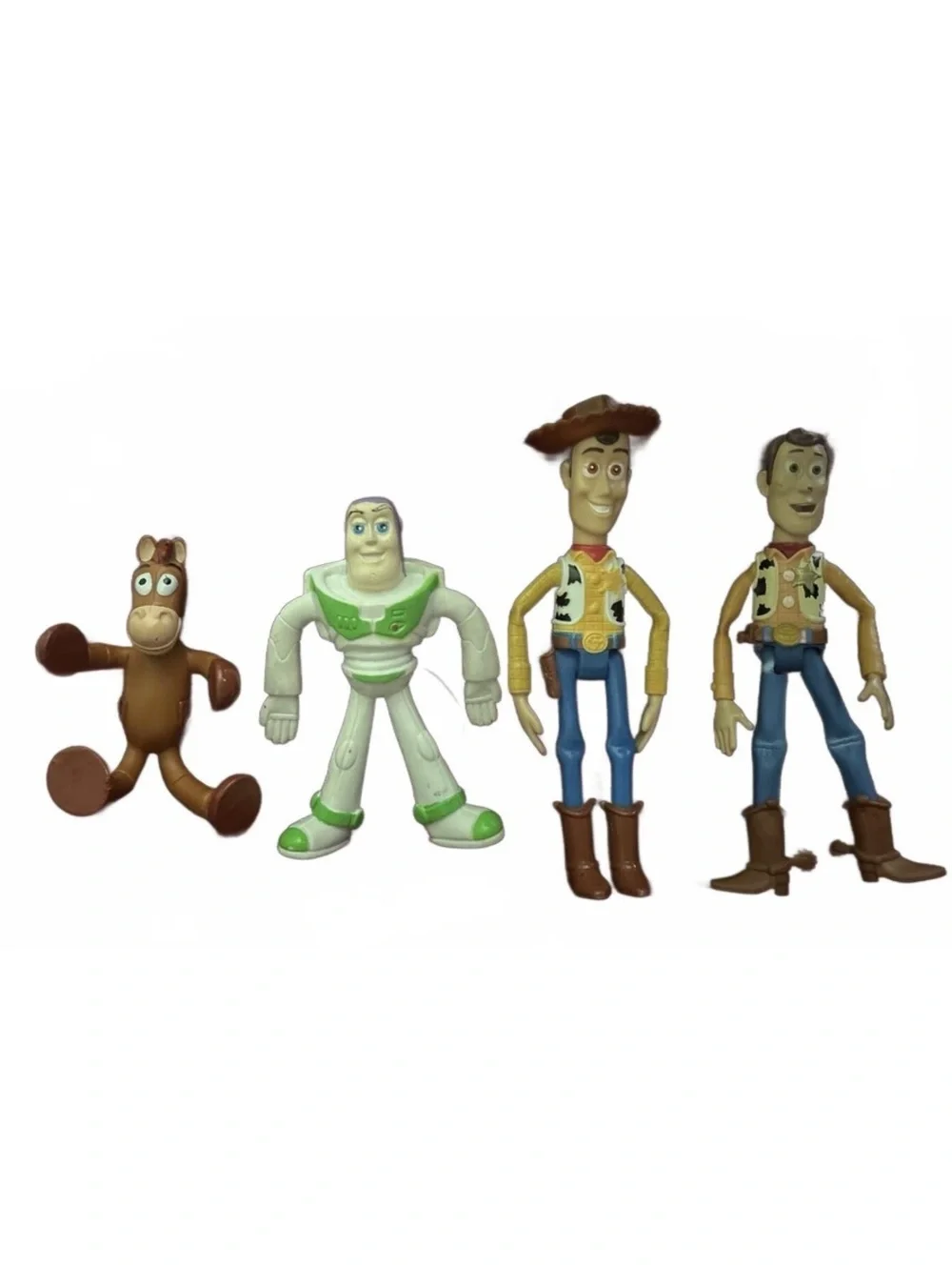 Set of 4 Vintage Toy Story Action Figures - Woody, Buzz Lightyear, and Bullseye